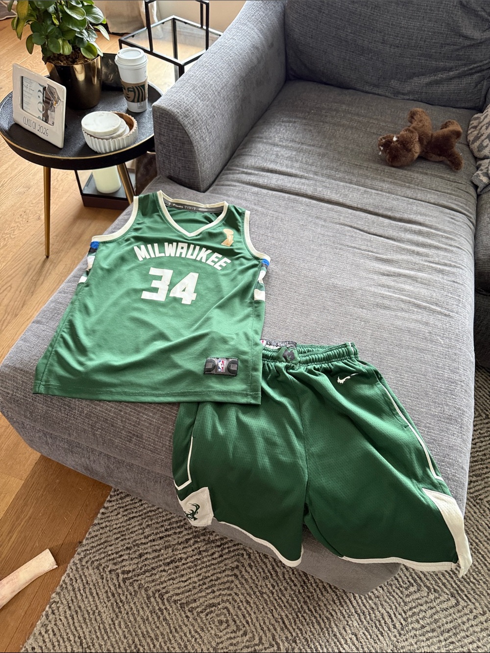 Fanatics Green Milwaukee #34 Basketball Shorts and Jersey